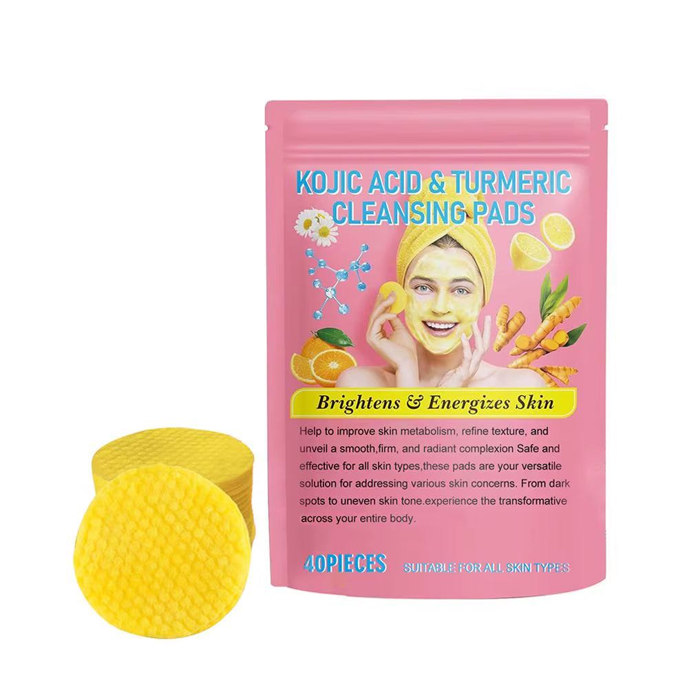 40/50Pcs Turmeric Kojic Acid Cleansing Pads Exfoliating Pads Facial Sponges for Cleansing Exfoliating Daily Cleansing Skin Care